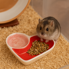 Double Heart Ceramic Feeding Dish