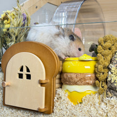 Cute Ceramic Hamster Hideout & Food Bowl