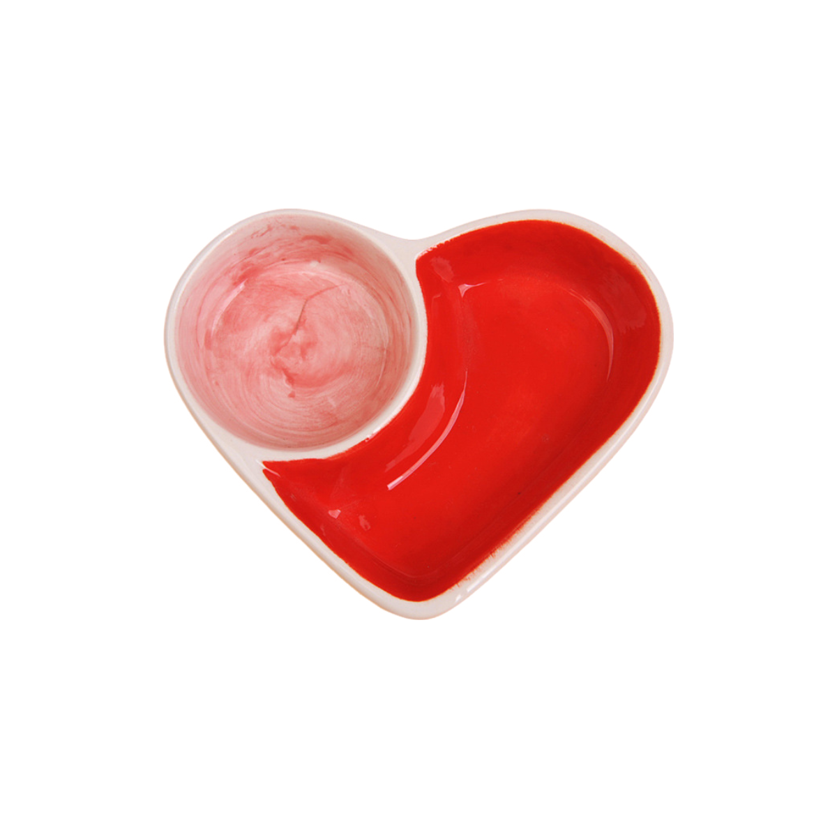 Double Heart Ceramic Feeding Dish