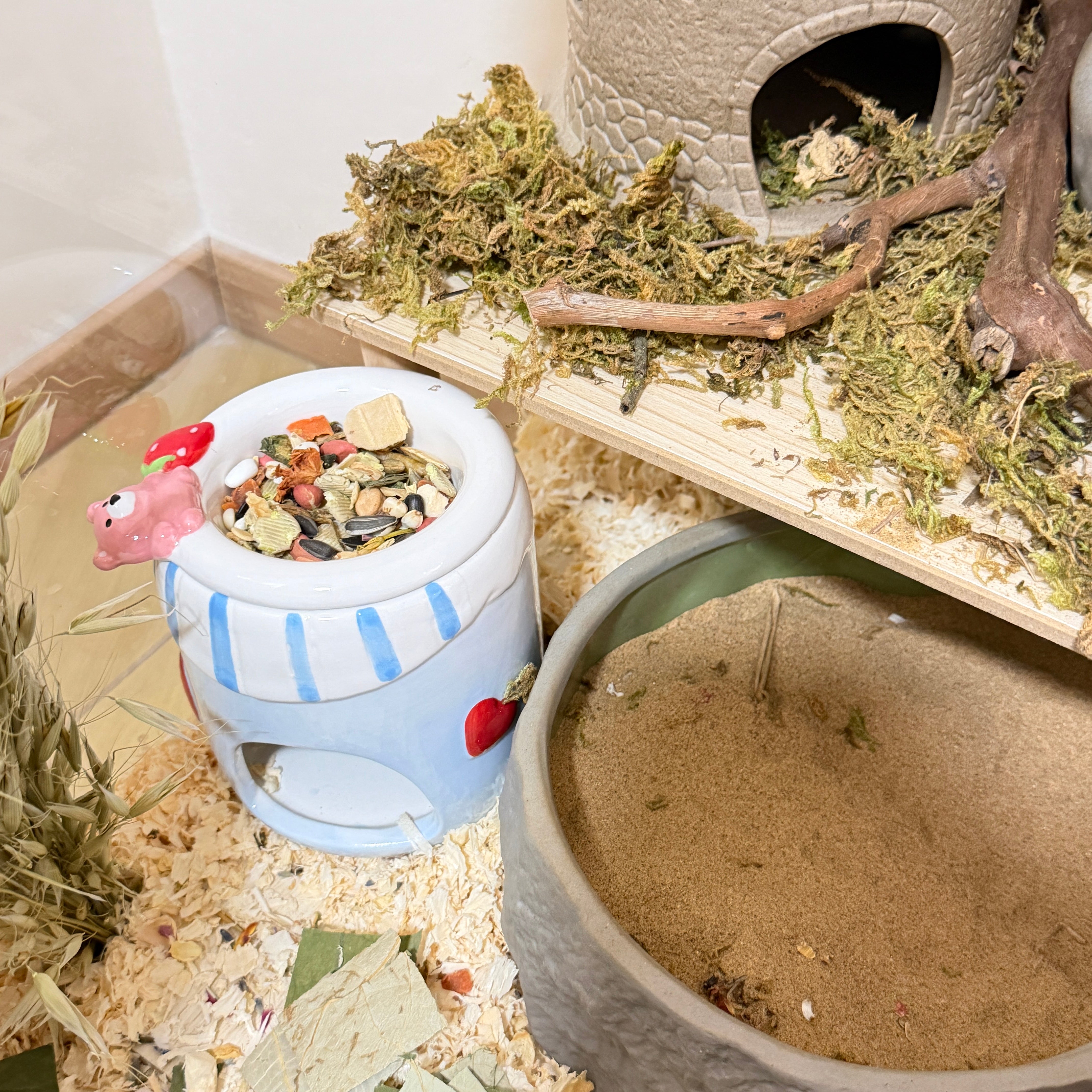 Cute Ceramic Hamster Hideout & Food Bowl