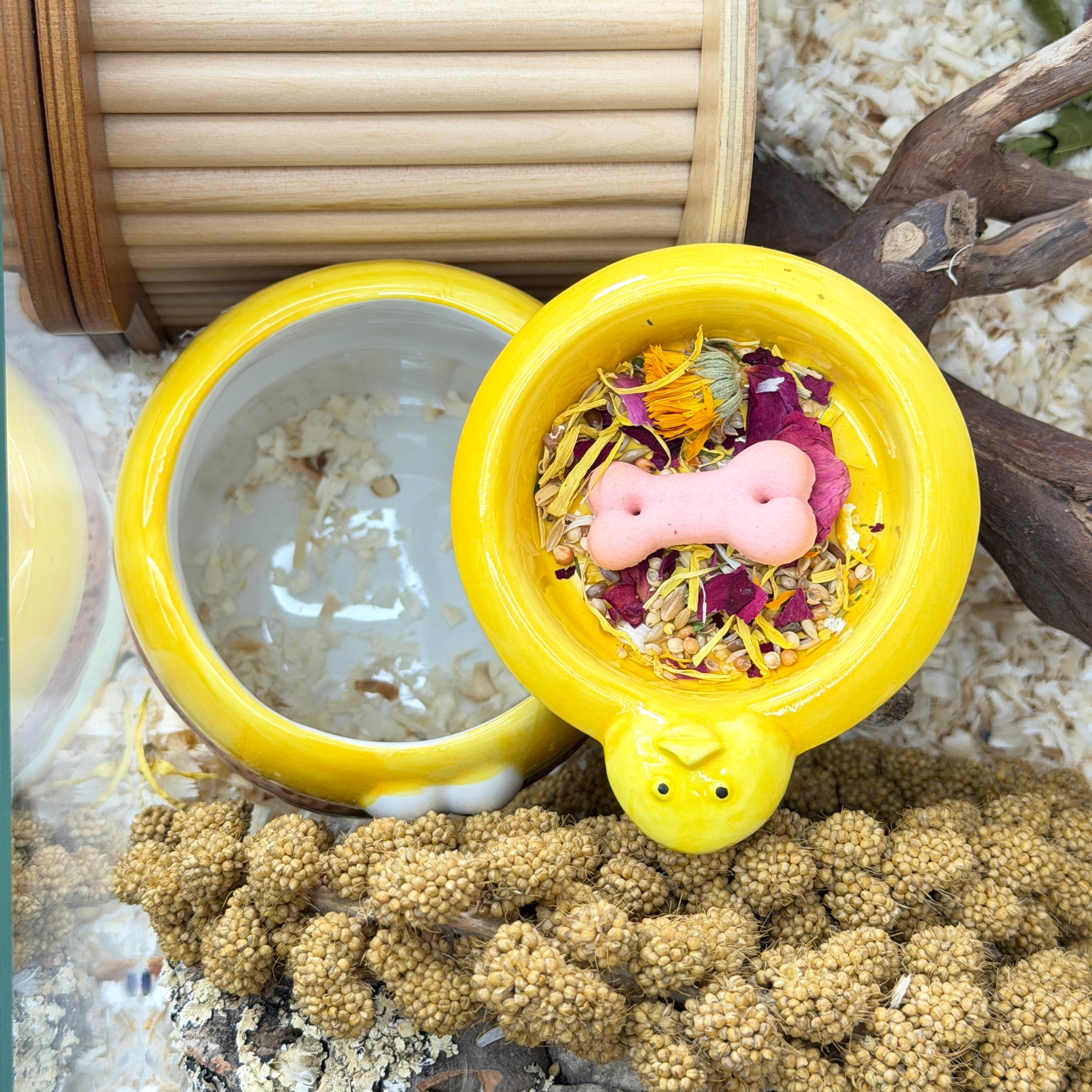 Cute Ceramic Hamster Hideout & Food Bowl