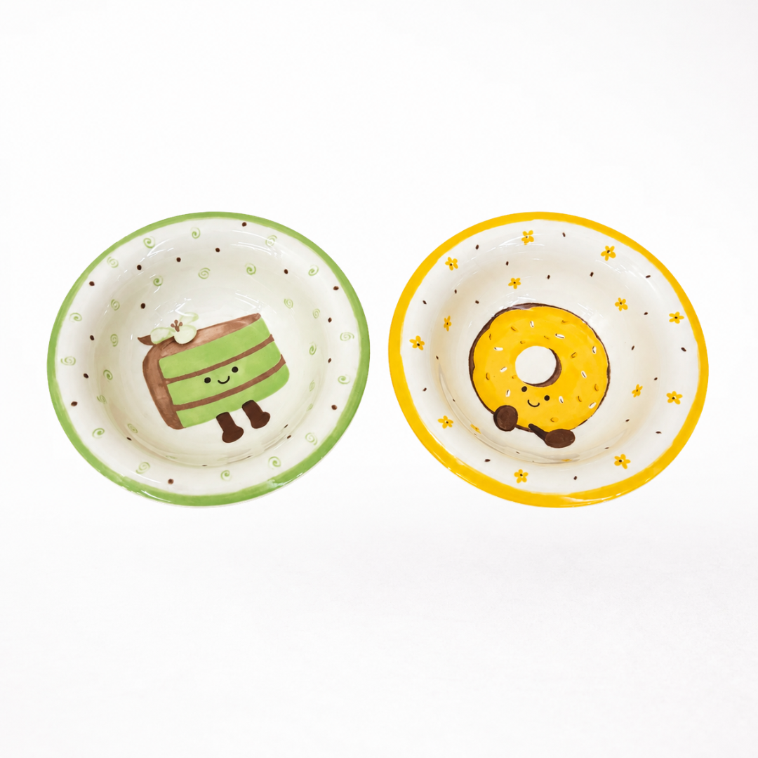 Cute ceramic food bowl with Donut & Cake designs.
