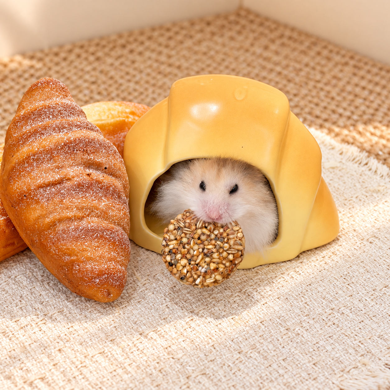 Croissant Ceramic Hamster Hideout
